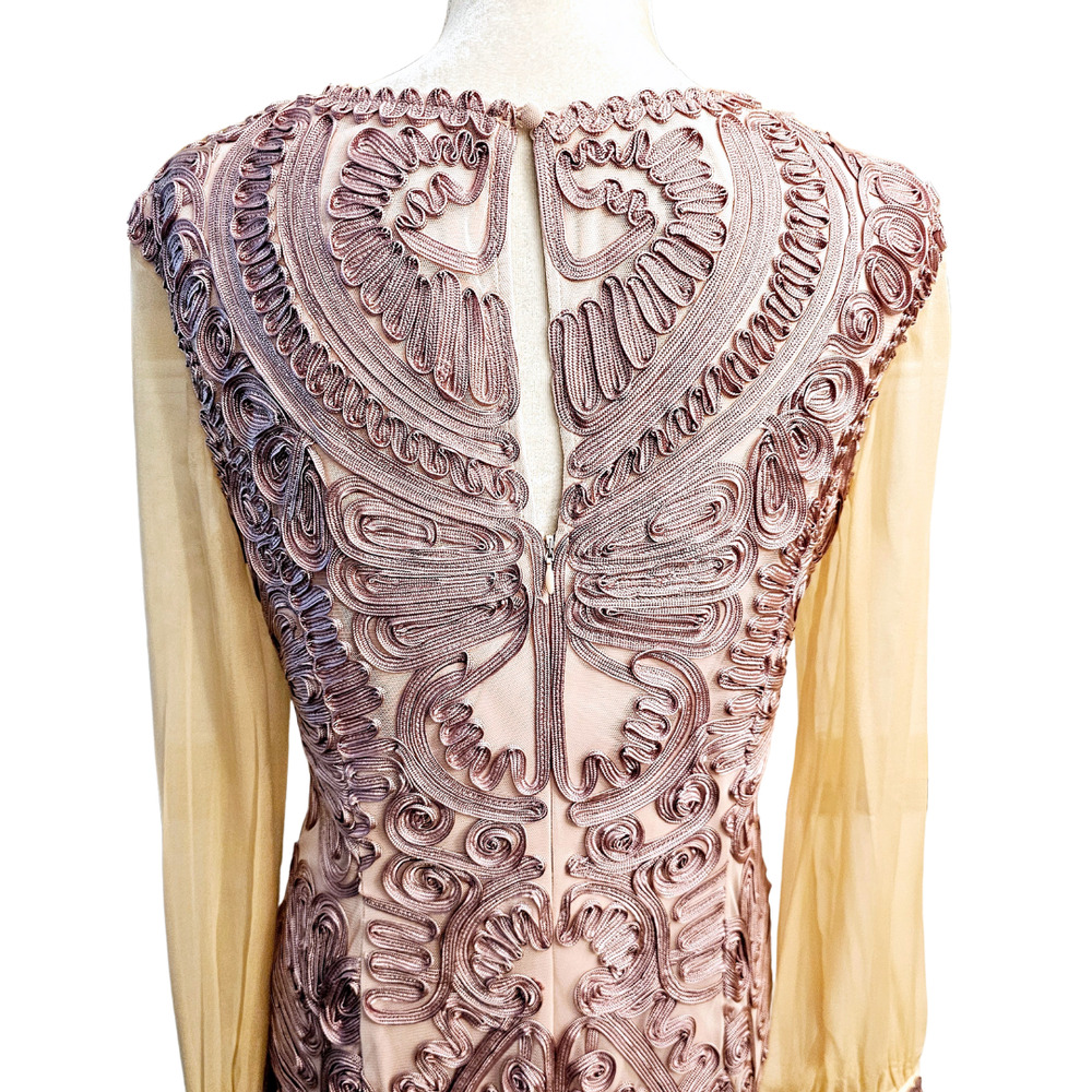 JS Collection RARE Soutache Purple Lace Sheer Sleeve Midi Flute Dress $350 Sz 12 - Picture 6 of 10
